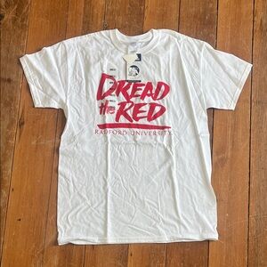 Radford University White Tee with Red Graphic